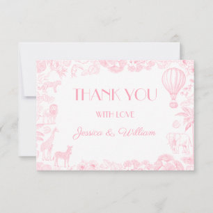 Agradecimiento Safari Toile De Jouy Baby Shower Gracias Tarjeta