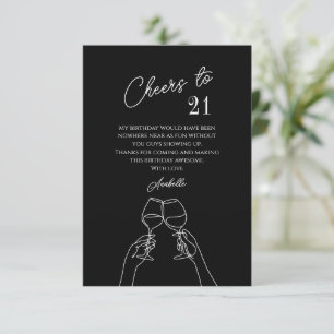 Agradecimiento Saludos a 21 fiesta de cumpleaños 21, tarjeta de a