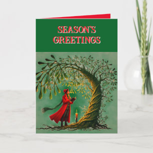 Agradecimiento Saludos de temporada con tarjeta roja y verde