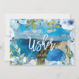 Agradecimiento Santorini, ¿serás mi padrino de bodas? tarjeta de 