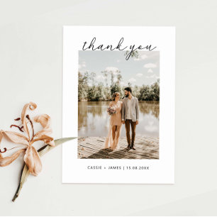 Agradecimiento Script Gracias tarjeta de foto Boda