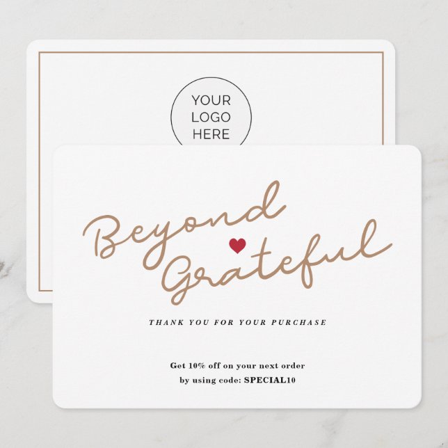 Agradecimiento Script simple con corazón - Tarjeta de agradecimie (Anverso / Reverso)