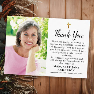Agradecimiento Sencilla Cruz Foto Personalizada Tarjeta de Condol
