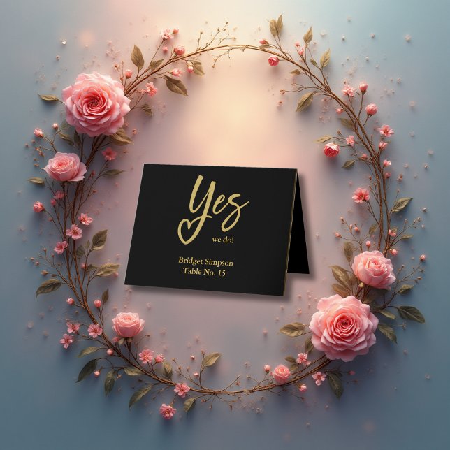 Agradecimiento Sí Hacemos tarjeta de invitado de boda de oro negr (Subido por el creador)