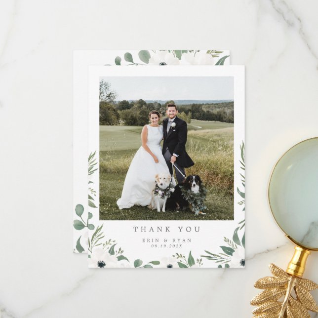 Agradecimiento Simple acuarela Botánica Foto Tarjeta de agradecim (Anverso/Reverso In Situ)