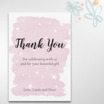 Simple acuarela rosa con estrellas Tarjeta de agra