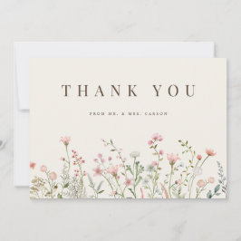 Agradecimiento Simple Boho Wildflower Beige - Tarjeta de agradeci