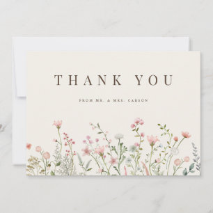 Agradecimiento Simple Boho Wildflower Beige - Tarjeta de agradeci