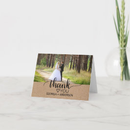 Agradecimiento Simple Faux Kraft Calligraphy Foto Tarjeta de agra