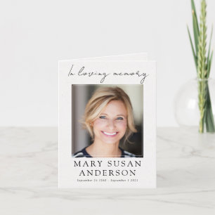 Agradecimiento Simple Photo Funeral Memorial Gracias Tarjeta de N