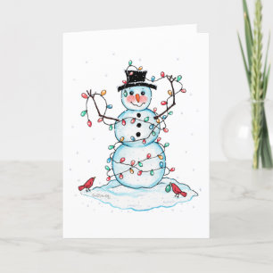 Agradecimiento Snowman color de agua envuelto en tarjeta de salud