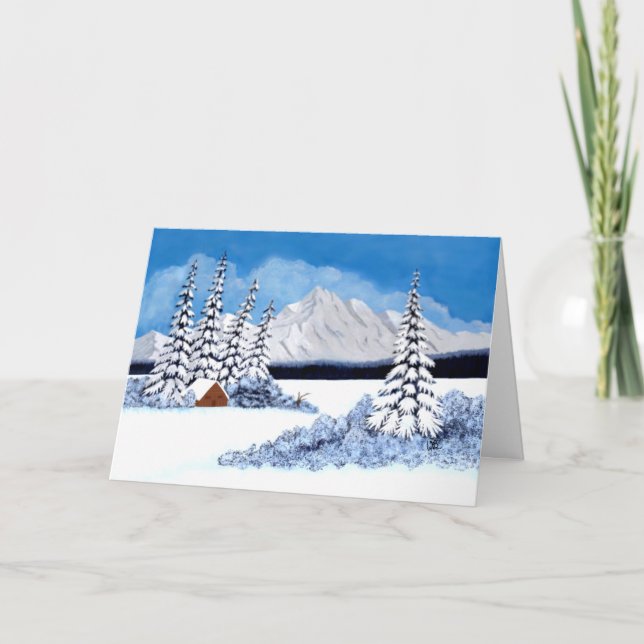 Agradecimiento Snowy Winter Bright Doble Tarjeta De Saludo (Anverso)