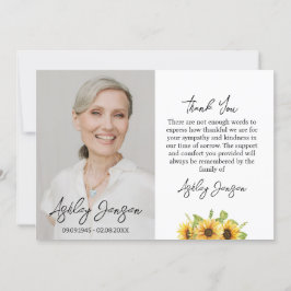 Agradecimiento Solidaridad Fotos del girasol Fúnebre Tarjeta de a