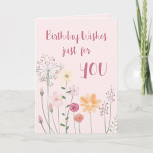 Agradecimiento Solo Deseos Por Tu Tarjeta De Cumpleaños Floral