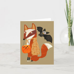 Agradecimiento Spooky Halloween Cute Fox BLANK Tarjeta de felicit
