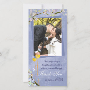 Agradecimiento Spring Romance Blue Boda Gracias Tarjeta de Foto