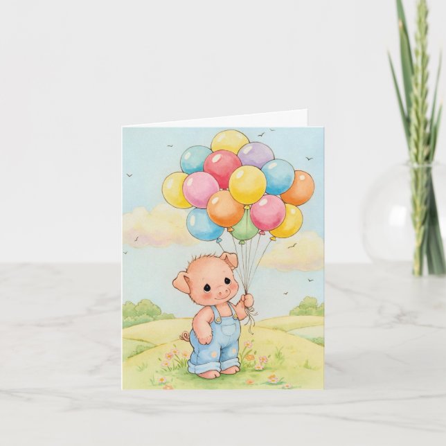 Agradecimiento Squeal con luz en la tarjeta de cumpleaños (Anverso)