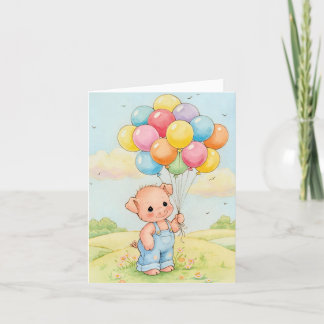 Agradecimiento Squeal con luz en la tarjeta de cumpleaños