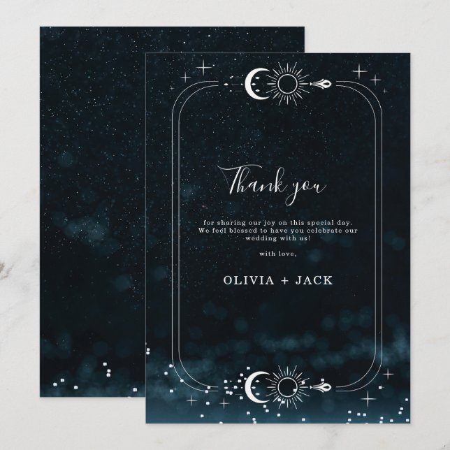 Agradecimiento Starry Night Boda Celestial Tarjeta de agradecimie (Anverso / Reverso)