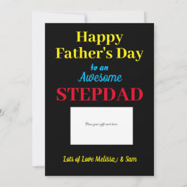 Agradecimiento Stepdad Feliz Día del Padre titular de la tarjeta 