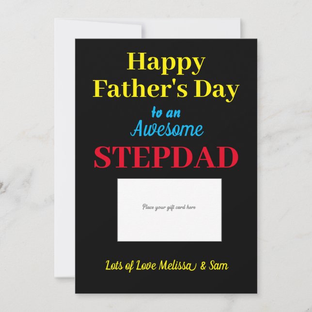 Agradecimiento Stepdad Feliz Día del Padre titular de la tarjeta  (Anverso)