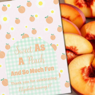 Agradecimiento Sweet Peach First Birthday Tarjeta de agradecimien