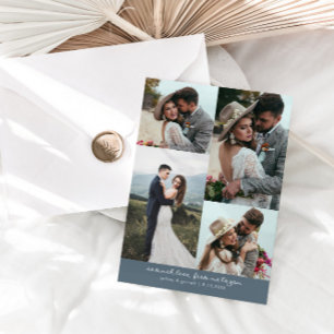 Agradecimiento Tanto Amor Elegante Tarjeta de Boda Foto Azul Piza