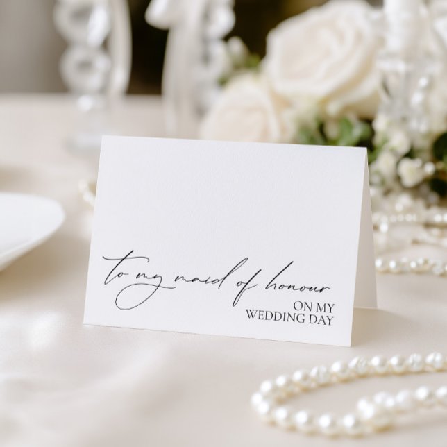 Agradecimiento Tarjeta "A mi empleada de honor en el día de mi bo ("To My Maid of Honour On My Wedding Day" Card)