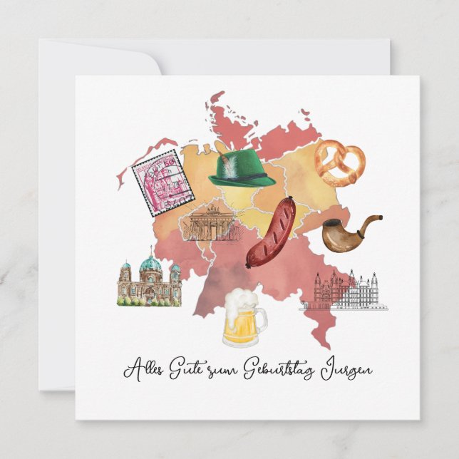 Agradecimiento Tarjeta alemana de cumpleaños feliz, Alles Gute zu (Anverso)