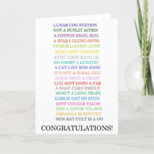 Agradecimiento Tarjeta Anagrams de felicitaciones