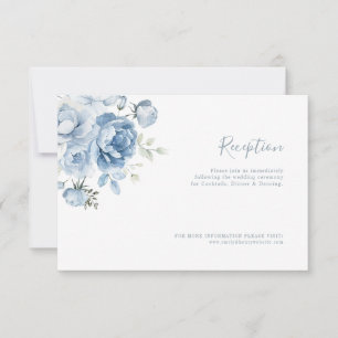 Agradecimiento tarjeta azul polvoriento de recepción de boda flor