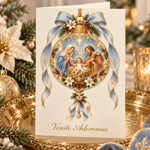 Agradecimiento Tarjeta Católica de Navidad Religiosa Mariana Escr