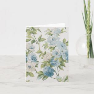 Agradecimiento Tarjeta con patrón de rosas azules y blancas flora