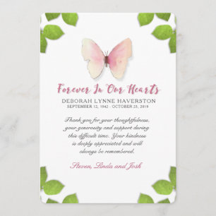 Agradecimiento Tarjeta conmemorativa de la mariposa de simpatía