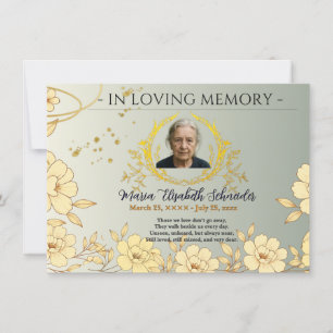 Agradecimiento Tarjeta conmemorativa floral - Recuerdo de condole