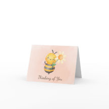 Tarjeta cristiana de acuarela de abeja pensando en