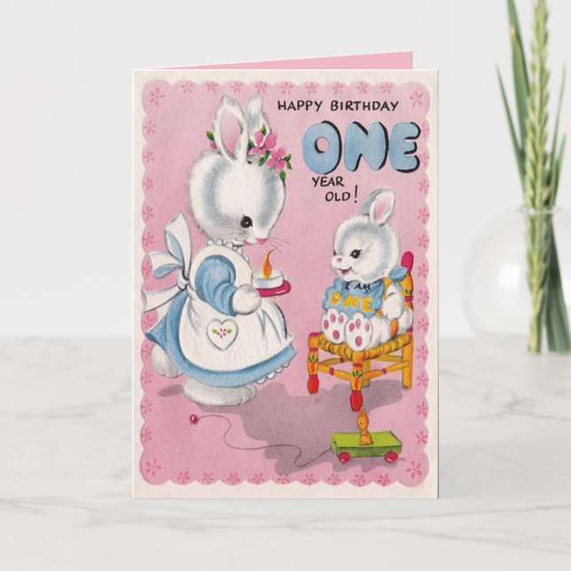 Agradecimiento Tarjeta Cute de Cumpleaños de un Año (Anverso)