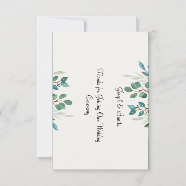 Agradecimiento Tarjeta de Acción de Gracias plana de vegetación h (Anverso)