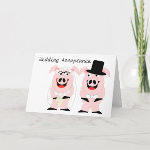 Agradecimiento Tarjeta de aceptación del Boda de cerdos