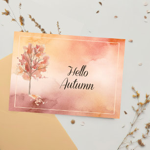Agradecimiento Tarjeta de acuarela Hello Otumn