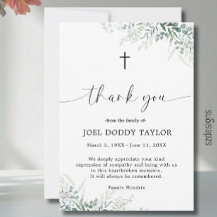 Agradecimiento Tarjeta de aflicción de simpatía por la vegetación