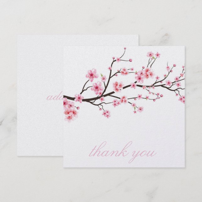 AGRADECIMIENTO TARJETA DE AGRADECIMIENTO: FLORES DE CEREZO SAKURA (Anverso / Reverso)