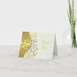 Agradecimiento Tarjeta de agradecimiento—Marfil & Gold Swirls