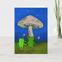 Tarjeta de amistad de arte caprichoso de rana en e