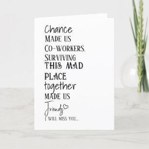 Agradecimiento Tarjeta de amistad por despedida de compañero de t