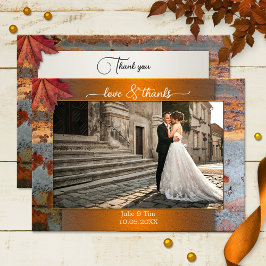 Agradecimiento Tarjeta de amor de la foto de la boda de otoño ind