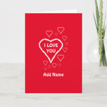 Tarjeta de amor de San Valentín roja con corazones