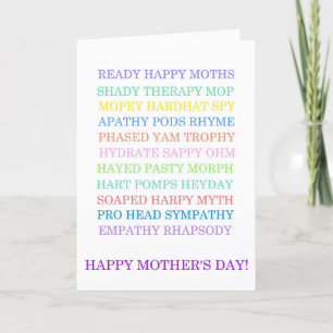 Agradecimiento Tarjeta de Anagramas del Día de la Madre