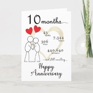 Agradecimiento Tarjeta de aniversario de 10 meses con globos de c