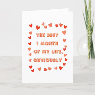 Agradecimiento Tarjeta de aniversario de 1 mes para Novio